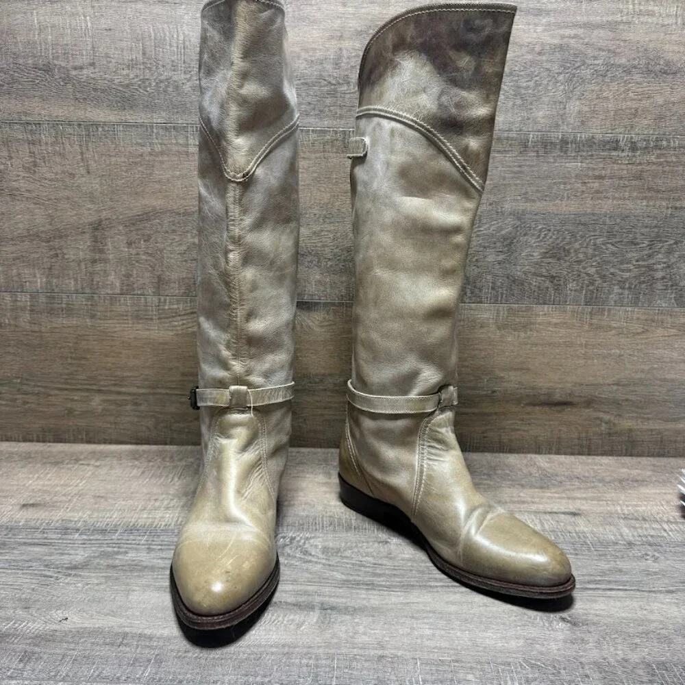 Frye Dorado Over The Knee Tan Leather Riding Boots Women's Size 7